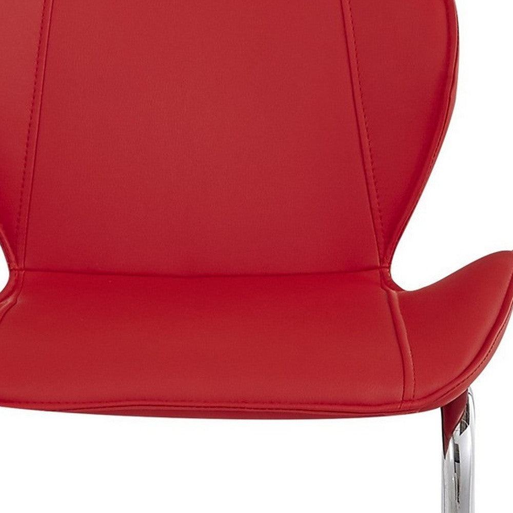 Set of Four 26 " Red And Silver Metal Low Back Bar Height Bar Chairs-Bar Chairs-DECOROLALA