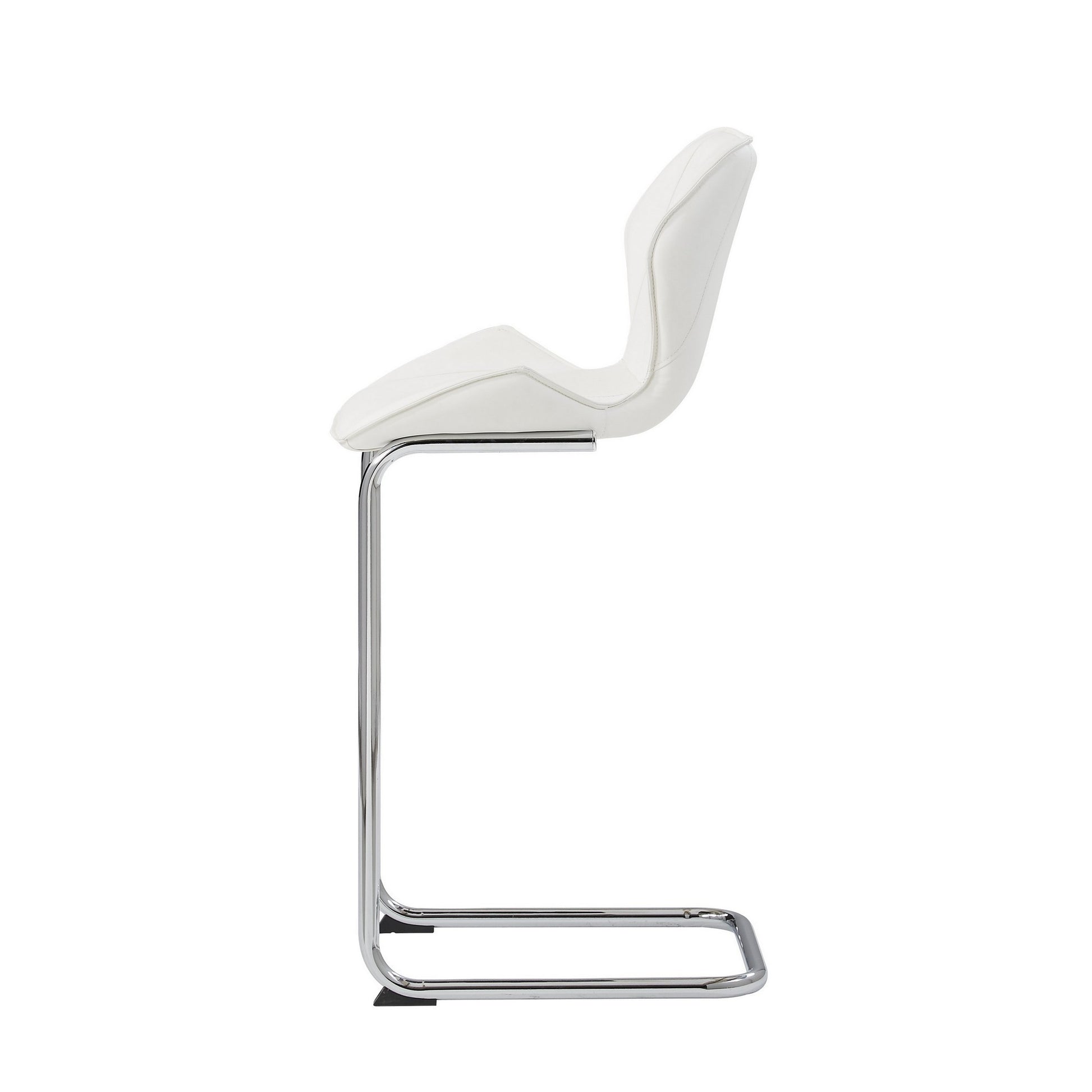 Set of Four 26 " White And Silver Metal Low Back Bar Height Bar Chairs-Bar Chairs-DECOROLALA