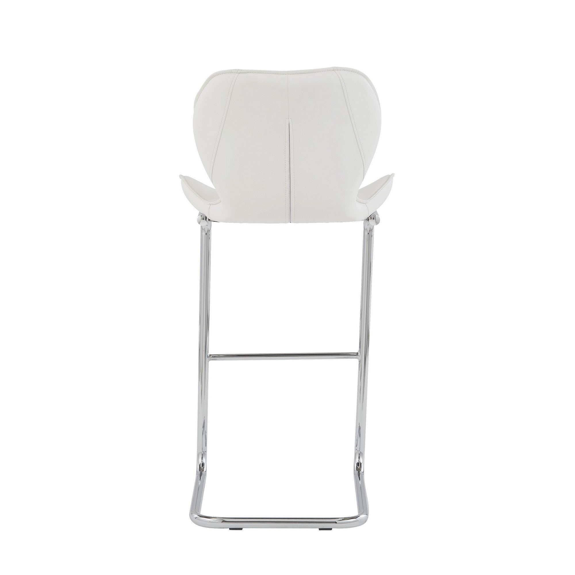 Set of Four 26 " White And Silver Metal Low Back Bar Height Bar Chairs-Bar Chairs-DECOROLALA