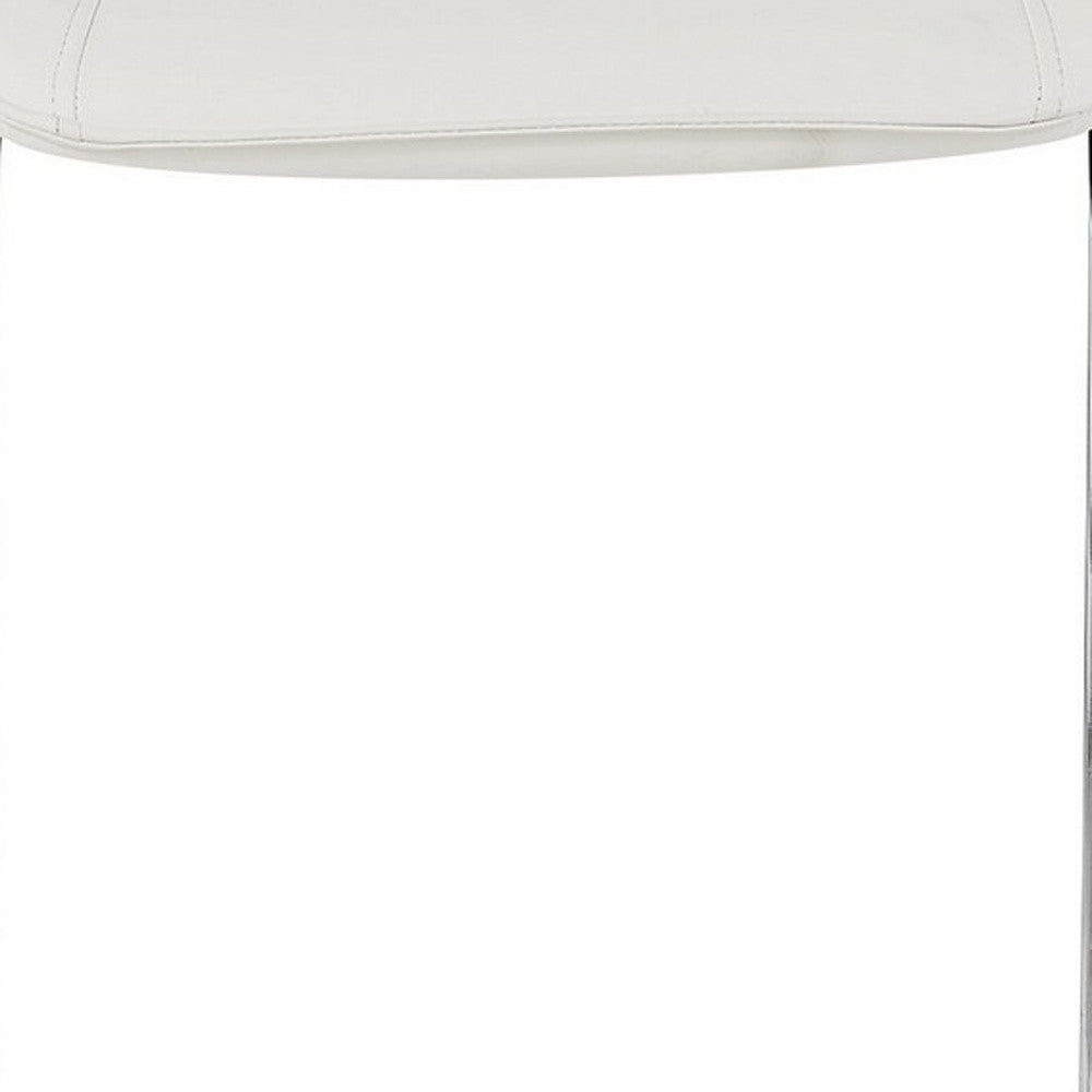 Set of Four 26 " White And Silver Metal Low Back Bar Height Bar Chairs-Bar Chairs-DECOROLALA