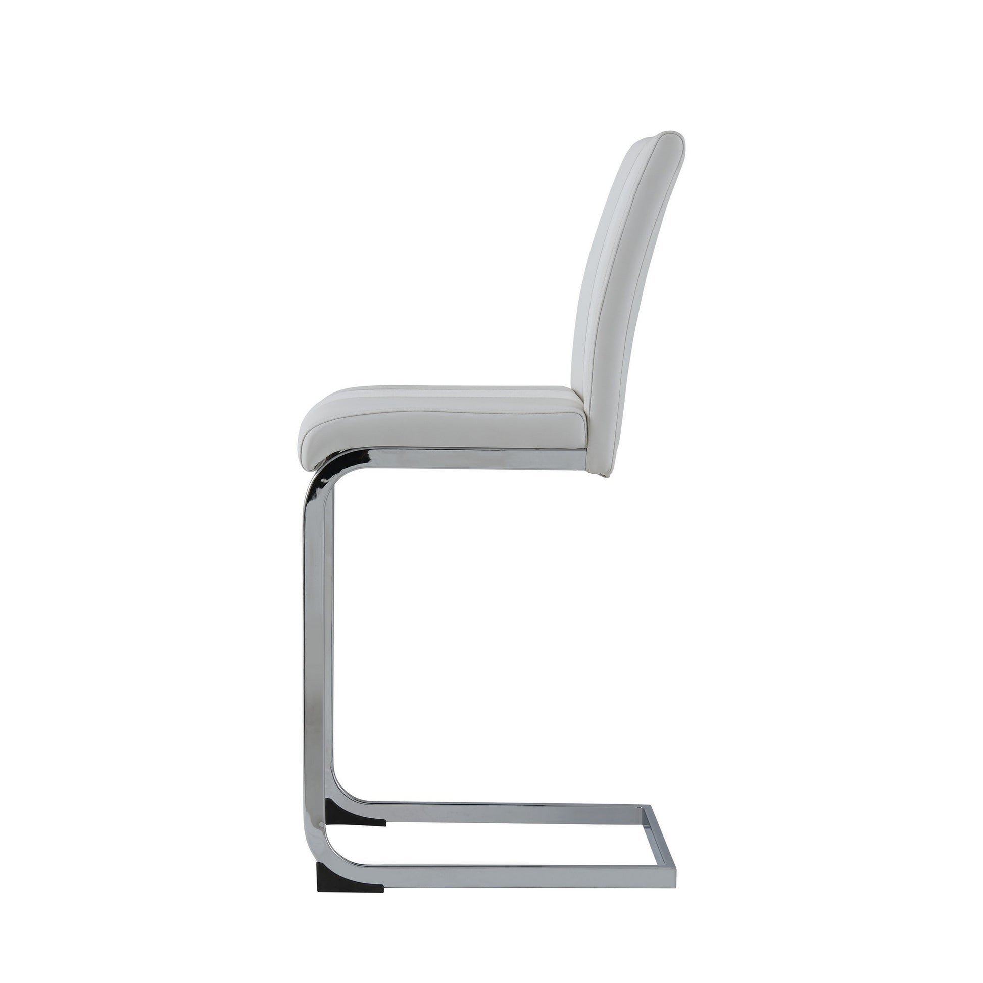 Set of Four 26 " White And Silver Metal Low Back Counter Height Bar Chairs-Bar Chairs-DECOROLALA