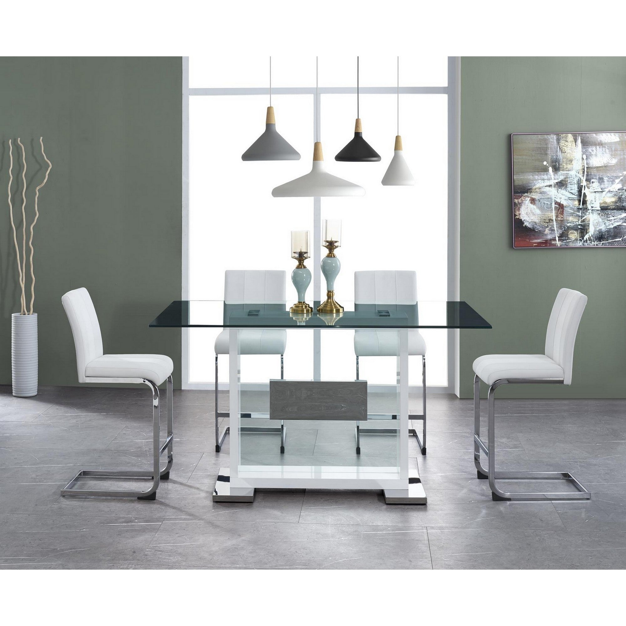 Set of Four 26 " White And Silver Metal Low Back Counter Height Bar Chairs-Bar Chairs-DECOROLALA