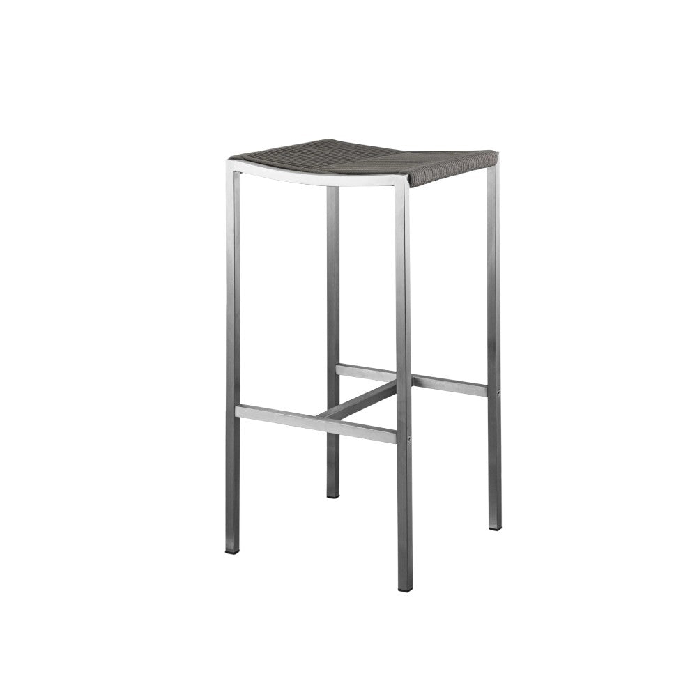 Set of Four 28" Brown and Silver Iron and Steel Backless Counter Height Bar Chairs-Bar Chairs-DECOROLALA