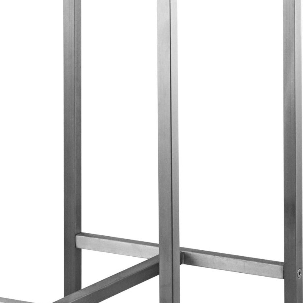 Set of Four 28" Brown and Silver Iron and Steel Backless Counter Height Bar Chairs-Bar Chairs-DECOROLALA