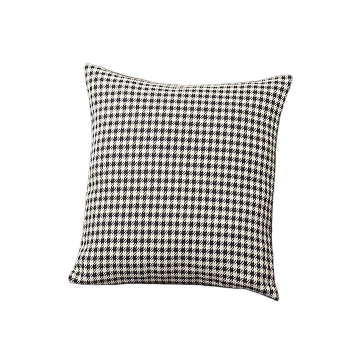 Set of Four Black And White Houndstooth Fabric Throw Pillow Covers-Accent Throw Pillows-DECOROLALA