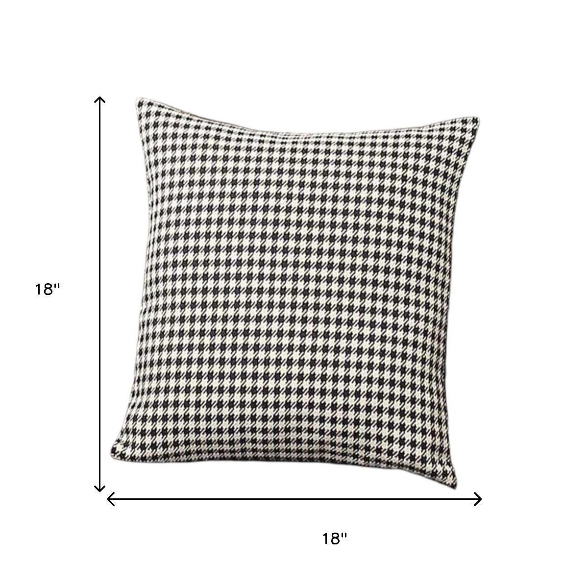 Set of Four Black And White Houndstooth Fabric Throw Pillow Covers-Accent Throw Pillows-DECOROLALA