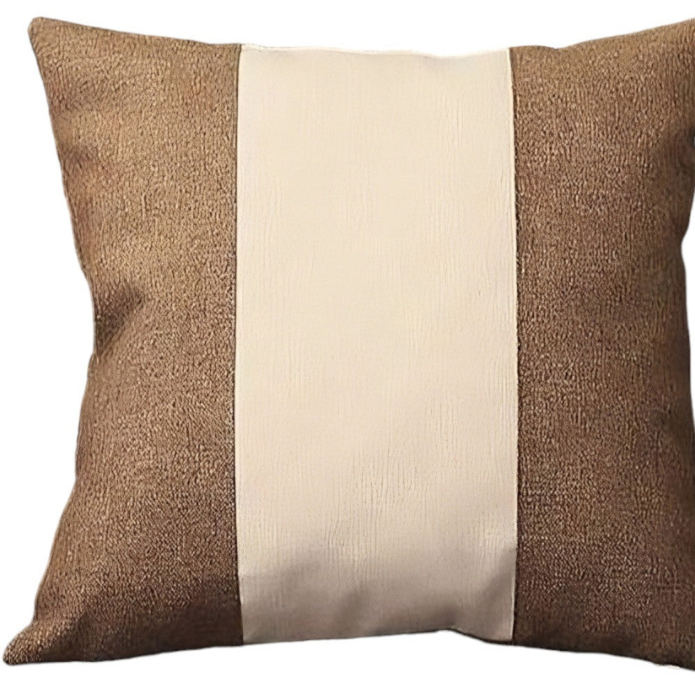 Set of Four Brown and Ivory Throw Pillow Covers-Accent Throw Pillows-DECOROLALA