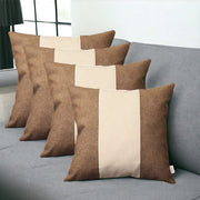 Set of Four Brown and Ivory Throw Pillow Covers-Accent Throw Pillows-DECOROLALA
