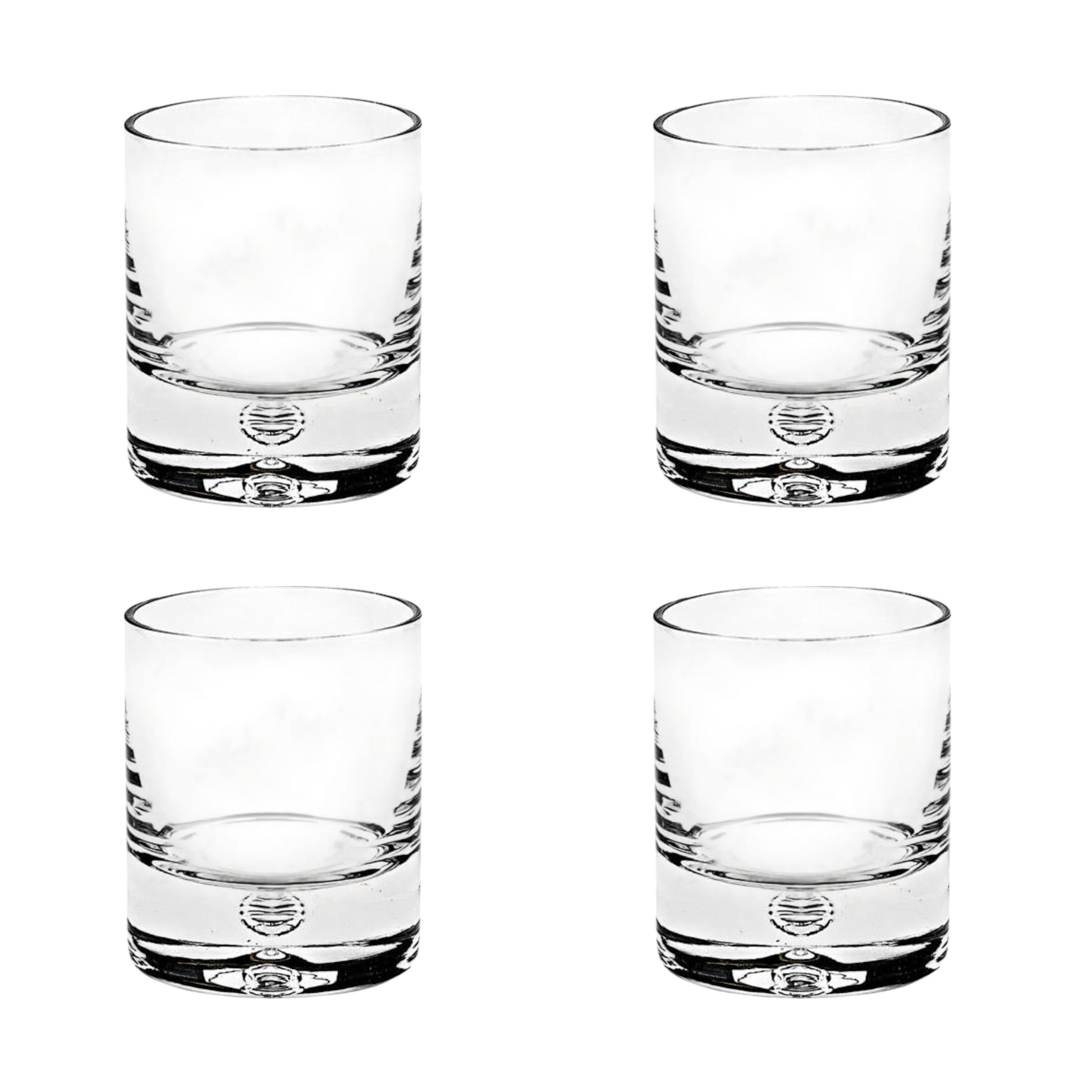 Set of Four Clear Crystal Rocks Old Fashion Glasses-Barware and Drinkware-DECOROLALA