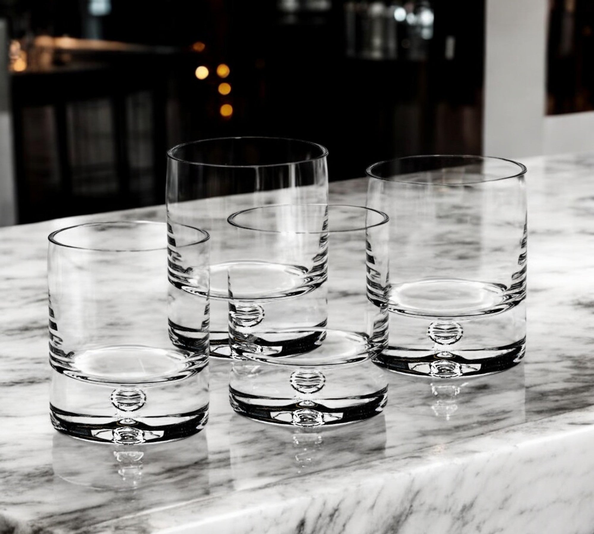 Set of Four Clear Crystal Rocks Old Fashion Glasses-Barware and Drinkware-DECOROLALA