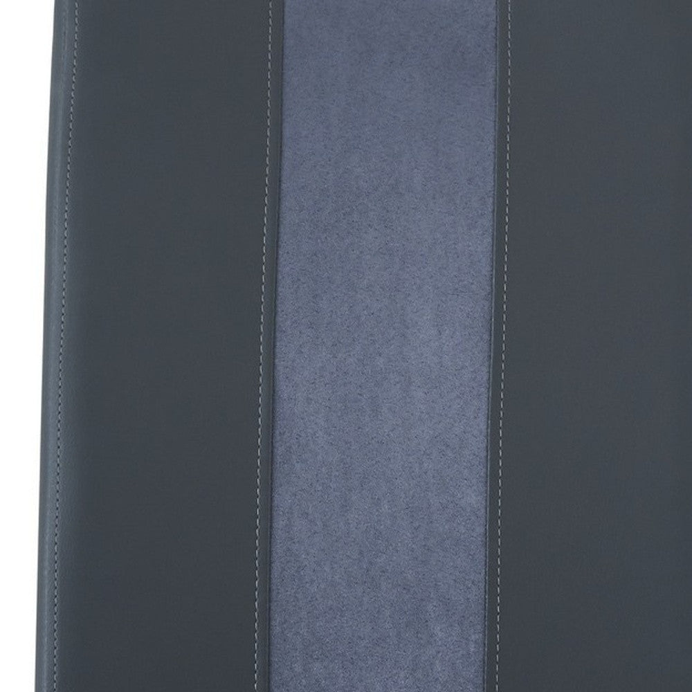 Set of Four Gray and Silver Upholstered Faux Leather Dining Side Chairs-Dining Chairs-DECOROLALA