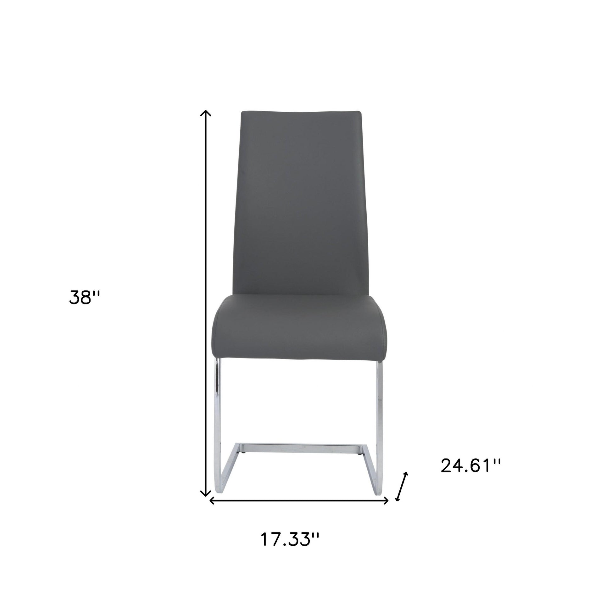 Set of Four Gray and Silver Upholstered Leather Dining Side Chairs-Dining Chairs-DECOROLALA