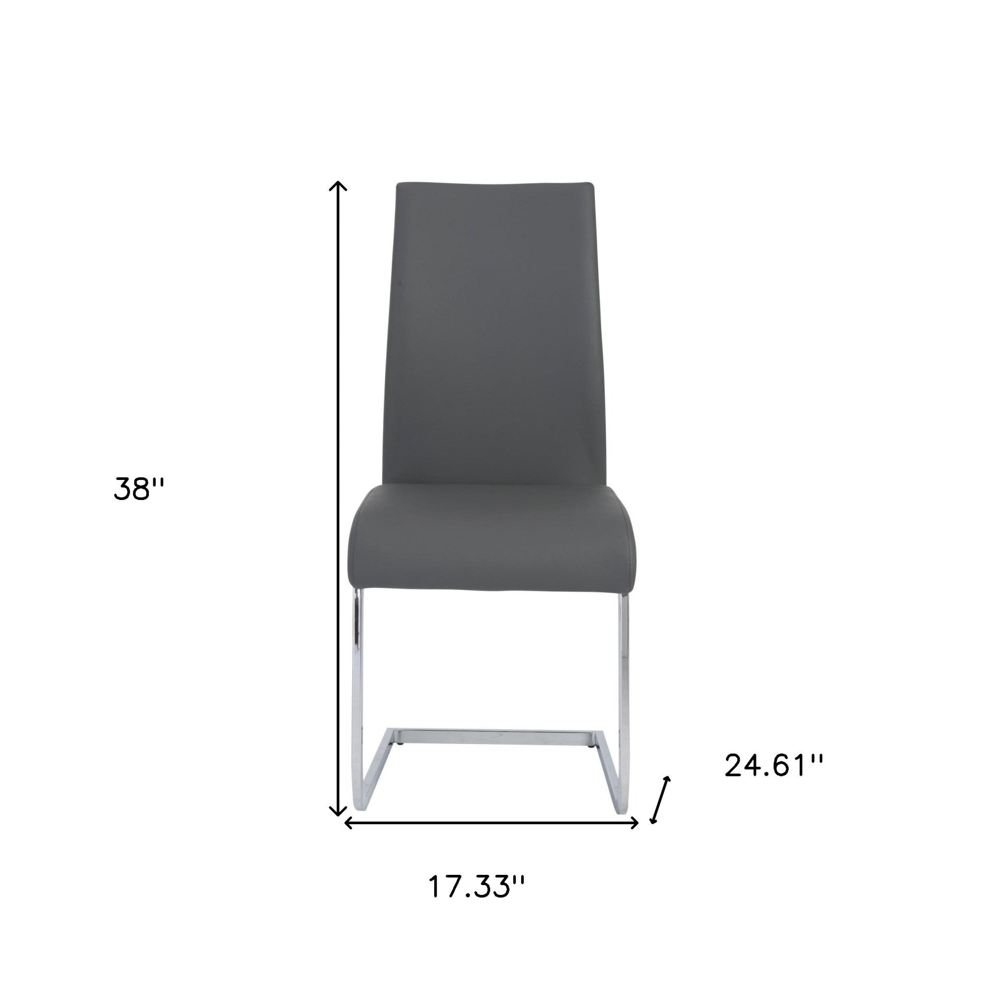 Set of Four Gray and Silver Upholstered Leather Dining Side Chairs-Dining Chairs-DECOROLALA