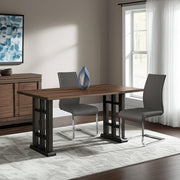 Set of Four Gray and Silver Upholstered Leather Dining Side Chairs-Dining Chairs-DECOROLALA