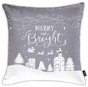 Set of Four Gray and White Christmas Snowflakes Throw Pillow-Accent Throw Pillows-DECOROLALA