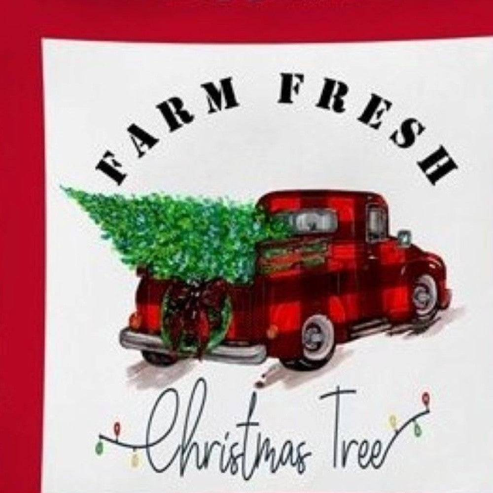 Set of Four Red and Black Christmas Christmas Tree Throw Pillow Cover-Accent Throw Pillows-DECOROLALA