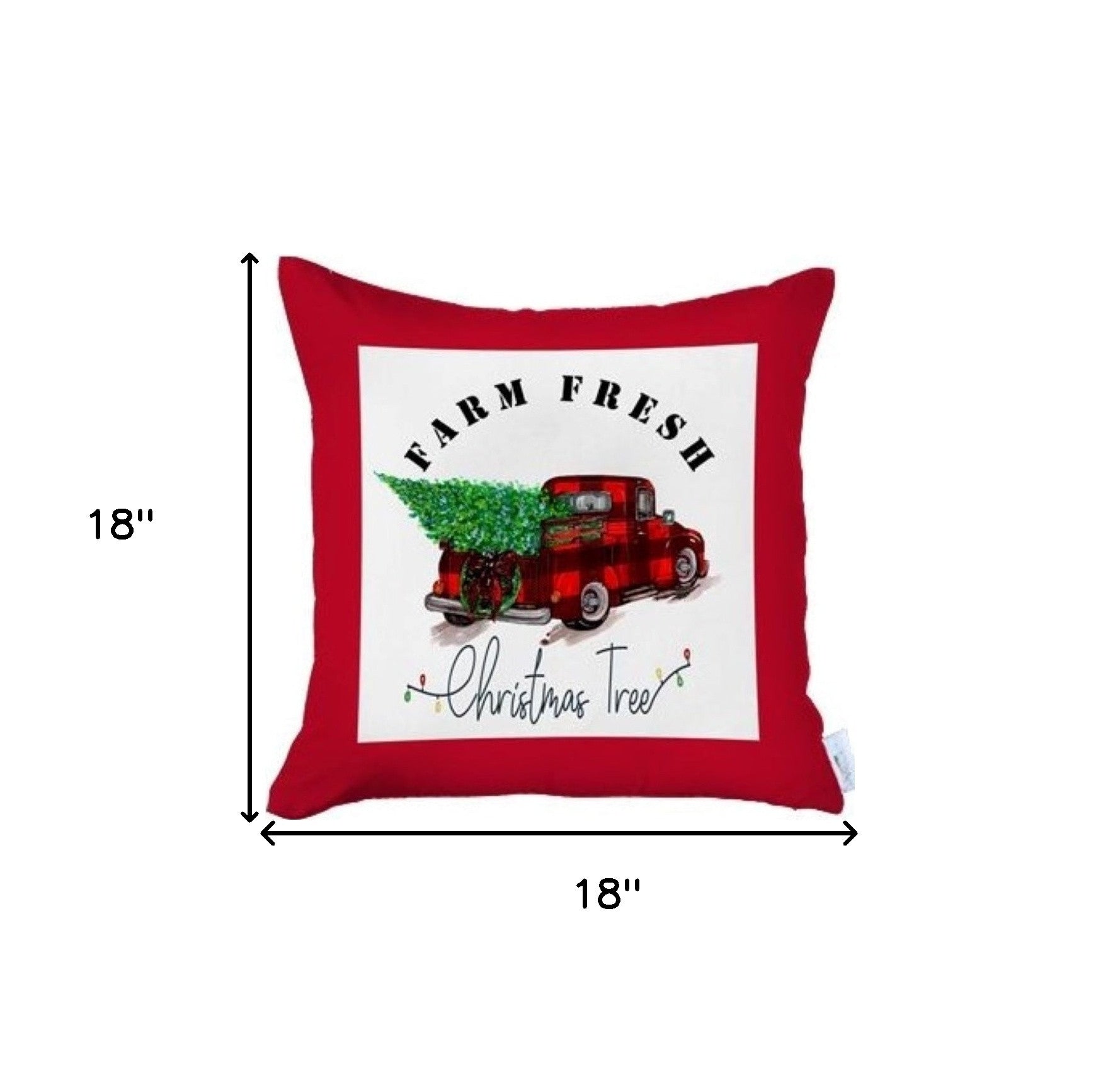 Set of Four Red and Black Christmas Christmas Tree Throw Pillow Cover-Accent Throw Pillows-DECOROLALA