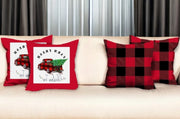 Set of Four Red and Black Christmas Christmas Tree Throw Pillow Cover-Accent Throw Pillows-DECOROLALA