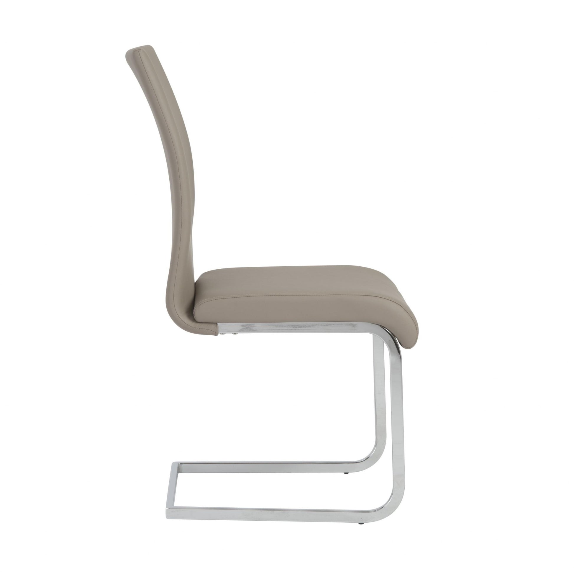 Set of Four Taupe and Silver Upholstered Leather Dining Side Chairs-Dining Chairs-DECOROLALA