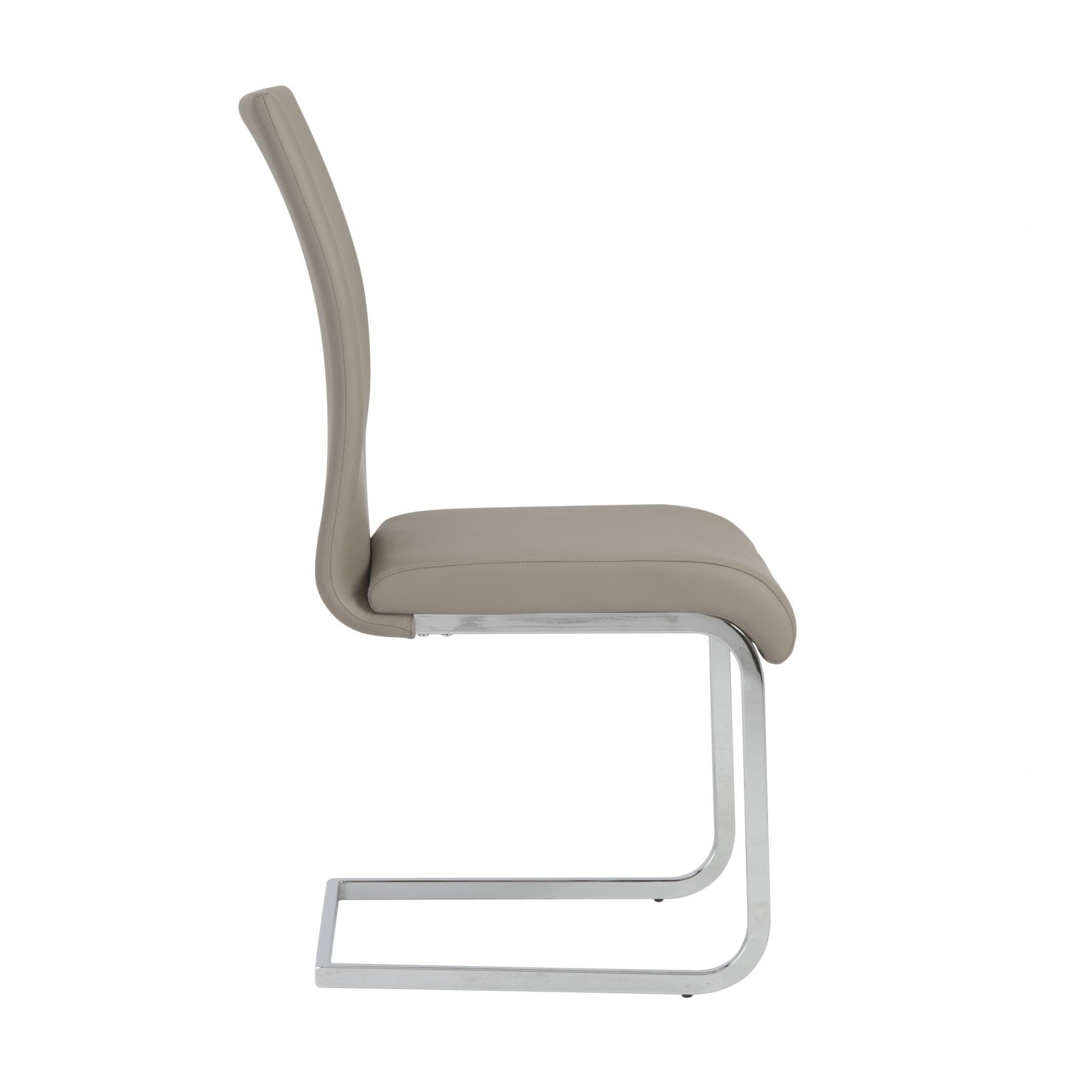 Set of Four Taupe and Silver Upholstered Leather Dining Side Chairs-Dining Chairs-DECOROLALA