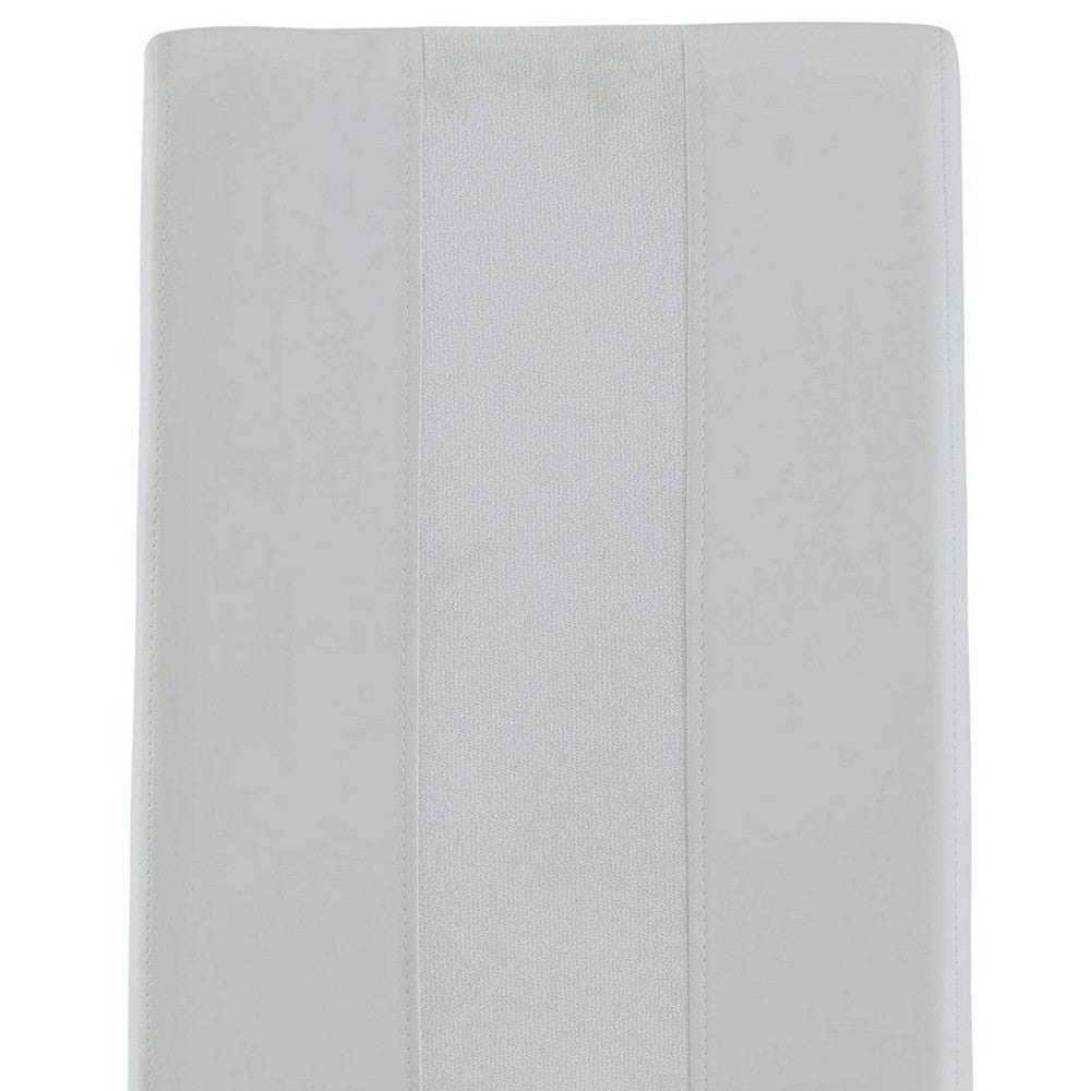 Set of Four White and Silver Upholstered Faux Leather Dining Side Chairs-Dining Chairs-DECOROLALA