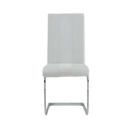 Set of Four White and Silver Upholstered Faux Leather Dining Side Chairs-Dining Chairs-DECOROLALA