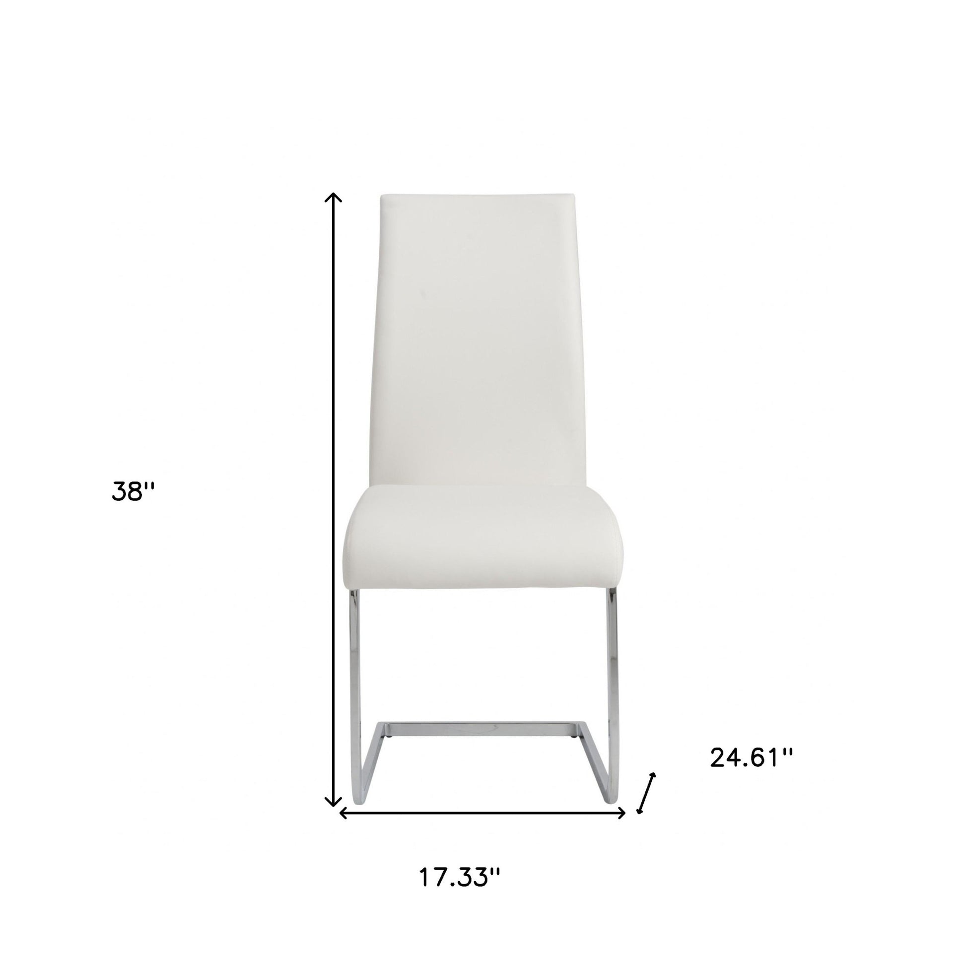 Set of Four White and Silver Upholstered Leather Dining Side Chairs-Dining Chairs-DECOROLALA