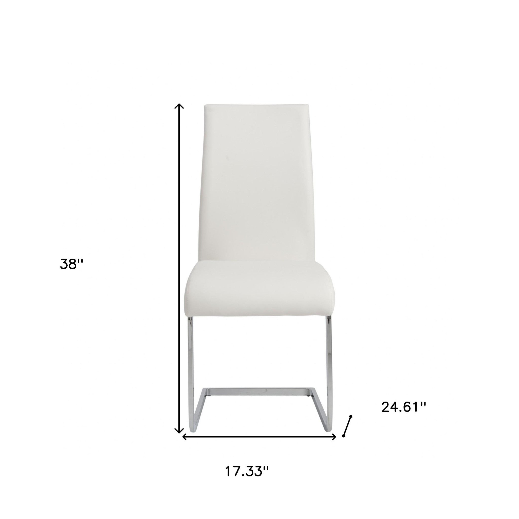 Set of Four White and Silver Upholstered Leather Dining Side Chairs-Dining Chairs-DECOROLALA