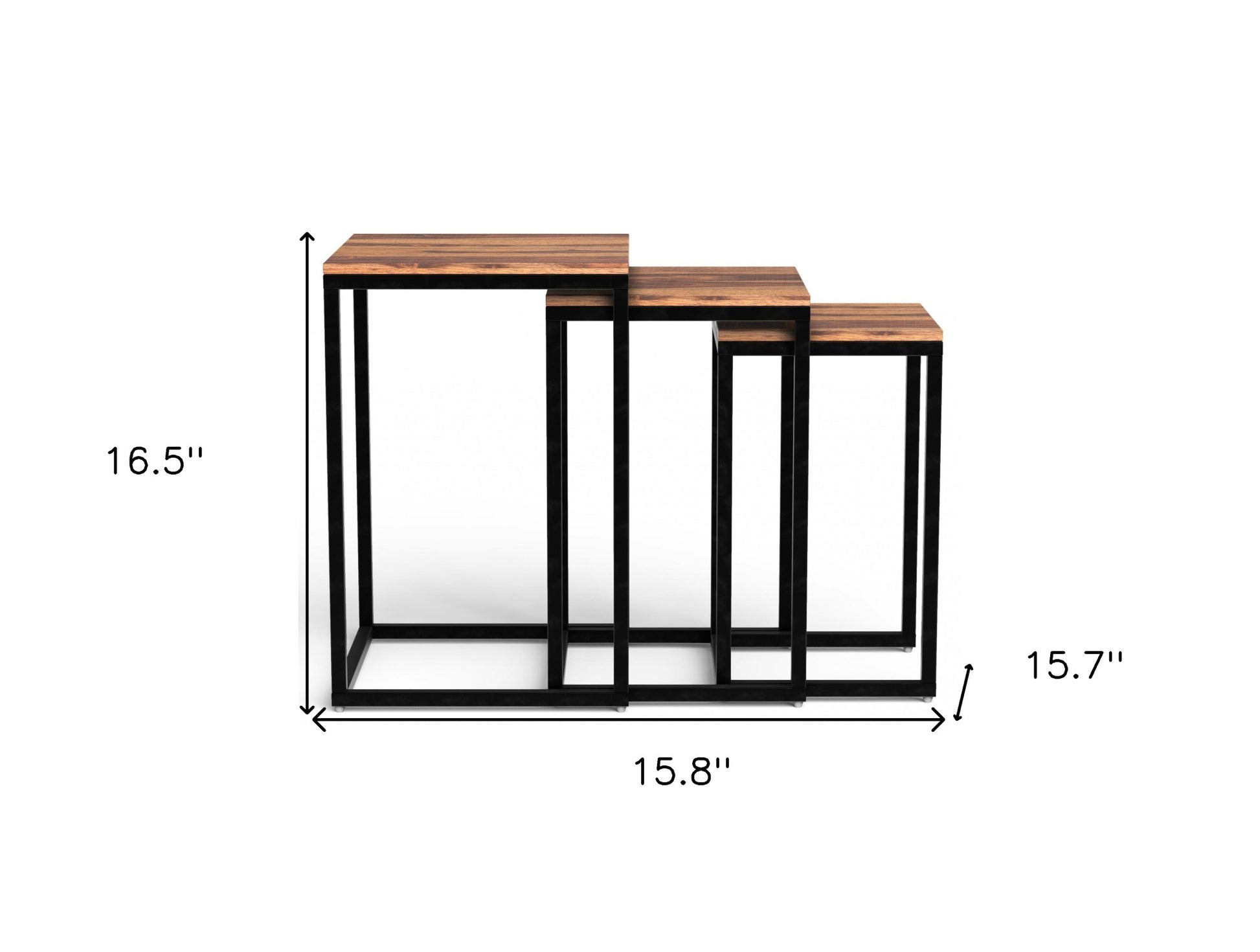 Set of Three 17" Black And Brown Solid Wood Nested Tables-End-Side Tables-DECOROLALA