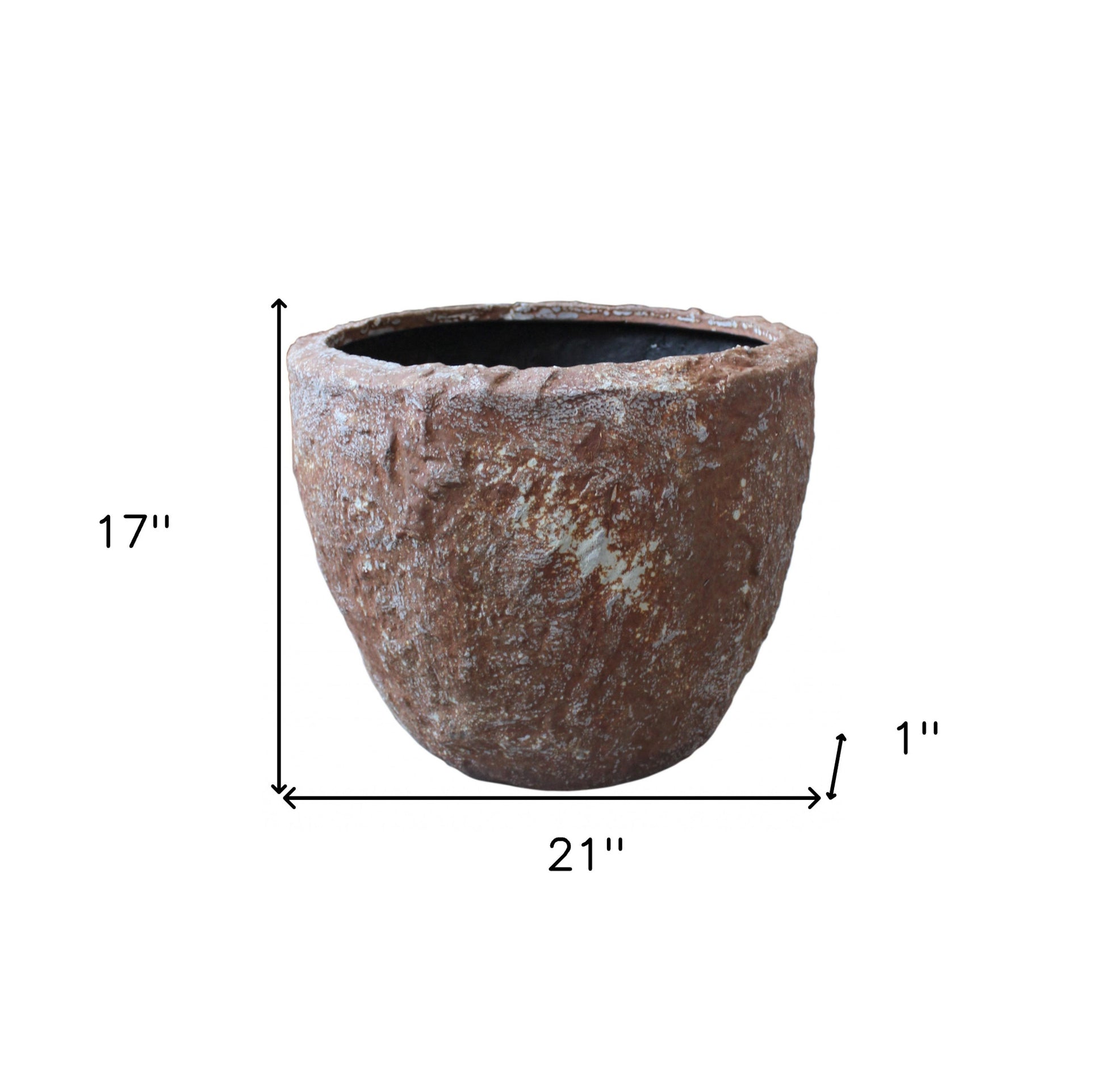 Set of Three 21" Brown Stone Indoor Outdoor Round Pot Planter-Outdoor Planters-DECOROLALA
