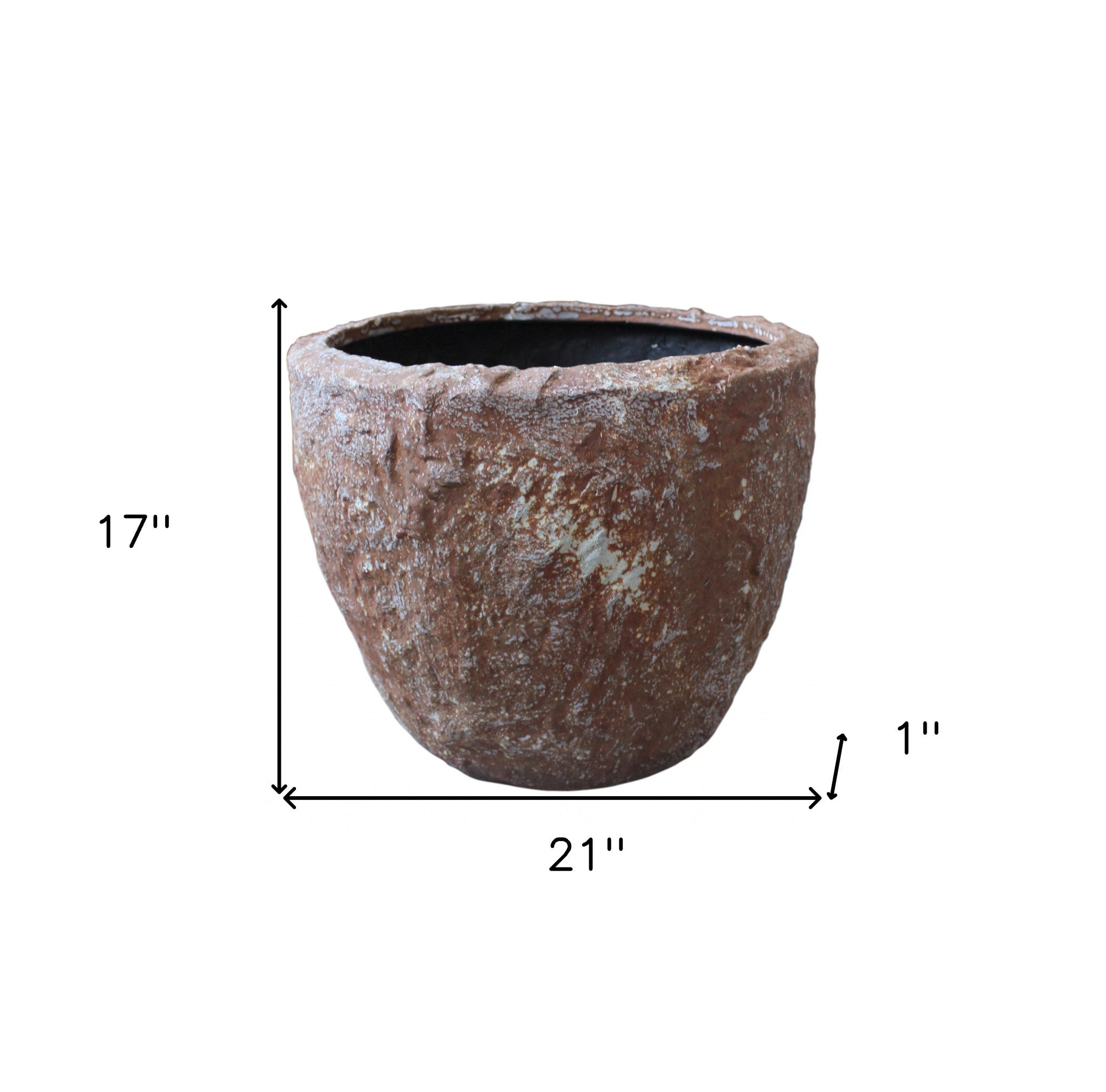Set of Three 21" Brown Stone Indoor Outdoor Round Pot Planter-Outdoor Planters-DECOROLALA
