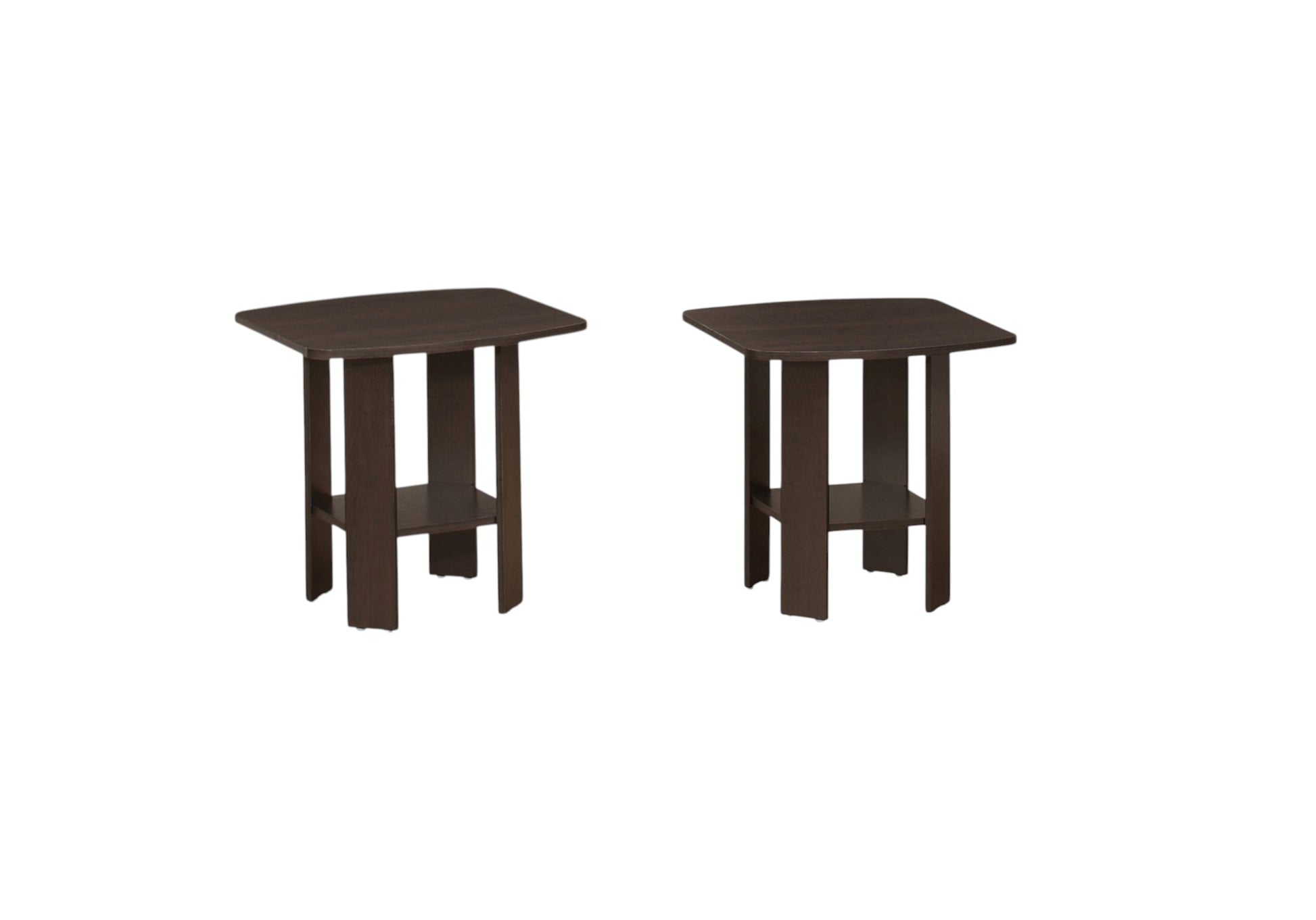 Set of Three 36" Brown Coffee Table With Shelf-Coffee Tables-DECOROLALA