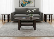 Set of Three 36" Brown Coffee Table With Shelf-Coffee Tables-DECOROLALA