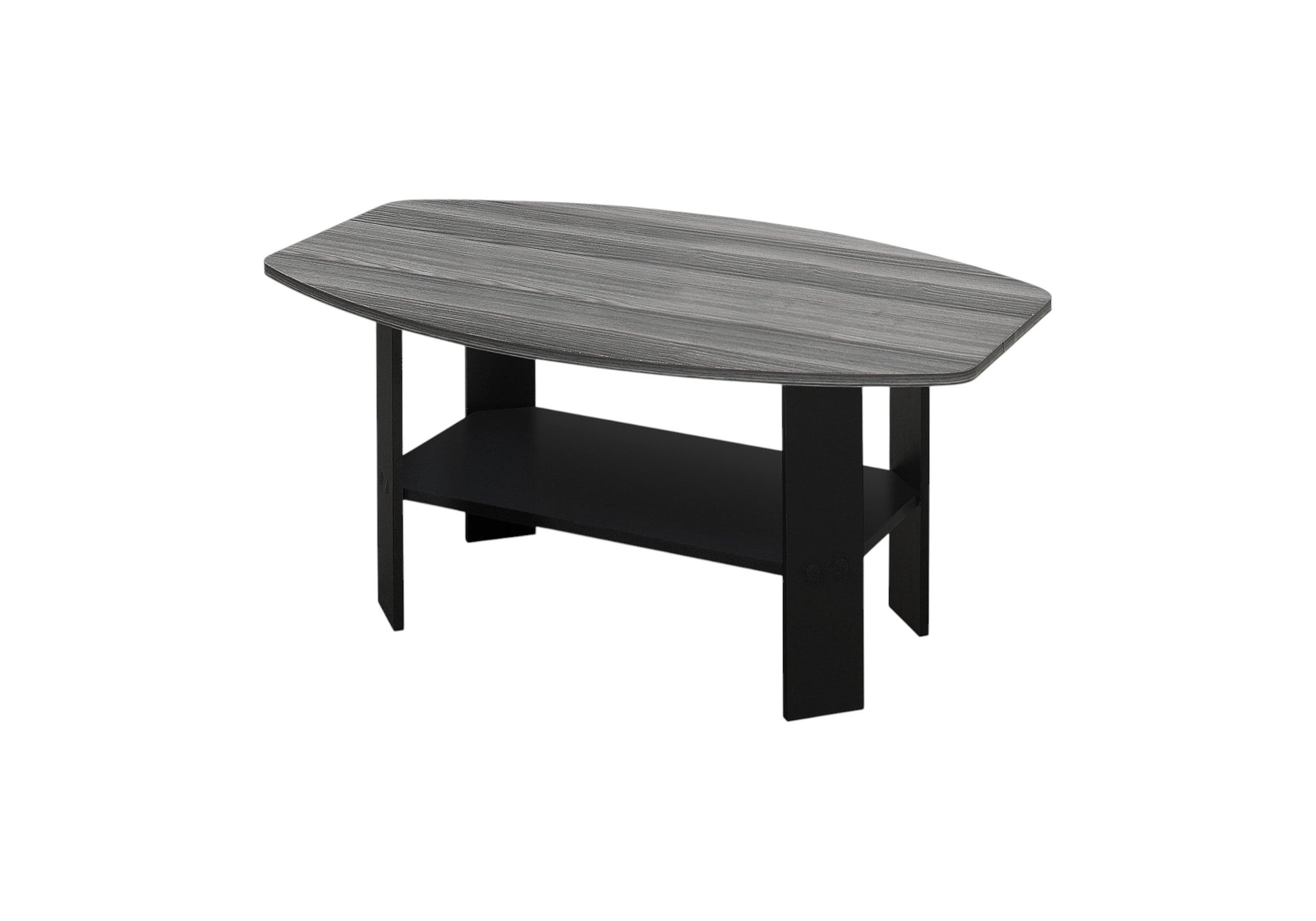 Set of Three 36" Gray And Black Wood Coffee Table With Shelf-Coffee Tables-DECOROLALA