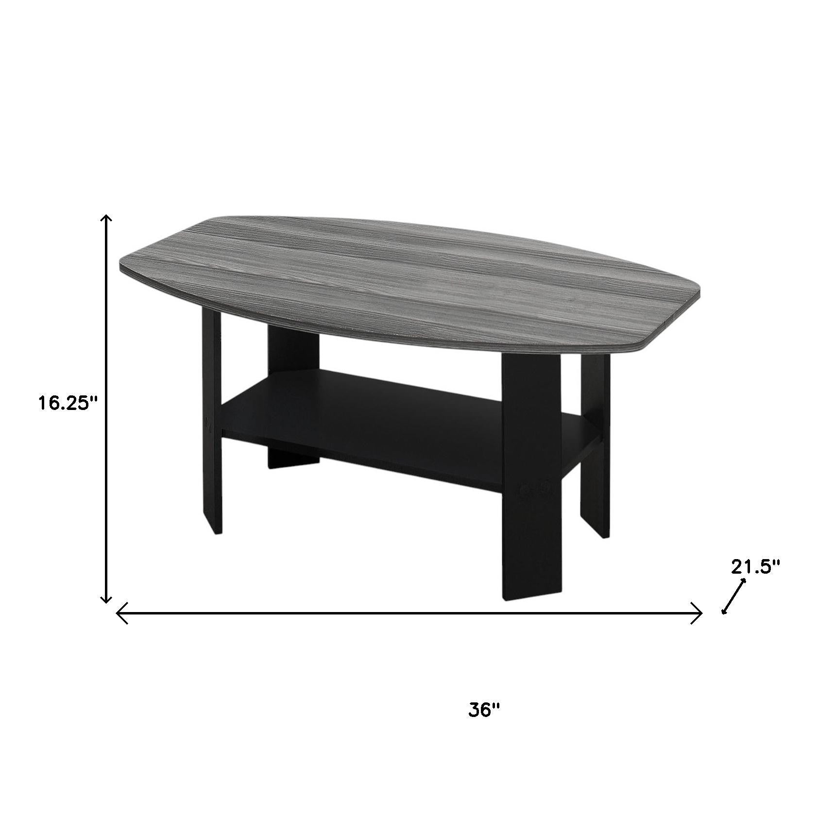 Set of Three 36" Gray And Black Wood Coffee Table With Shelf-Coffee Tables-DECOROLALA