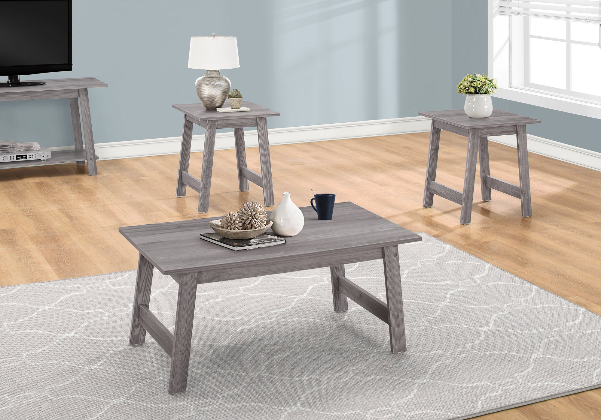 Set of Three 36" Gray Coffee Table-Coffee Tables-DECOROLALA