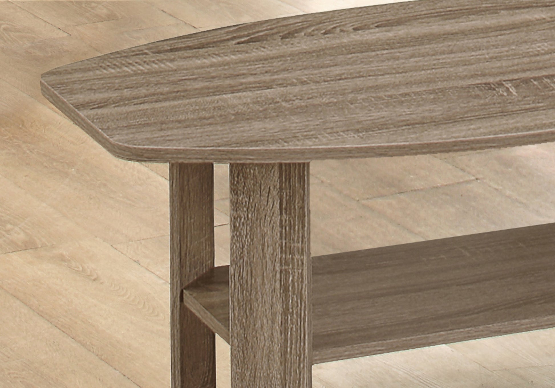 Set of Three 36" Taupe Coffee Table With Shelf-Coffee Tables-DECOROLALA