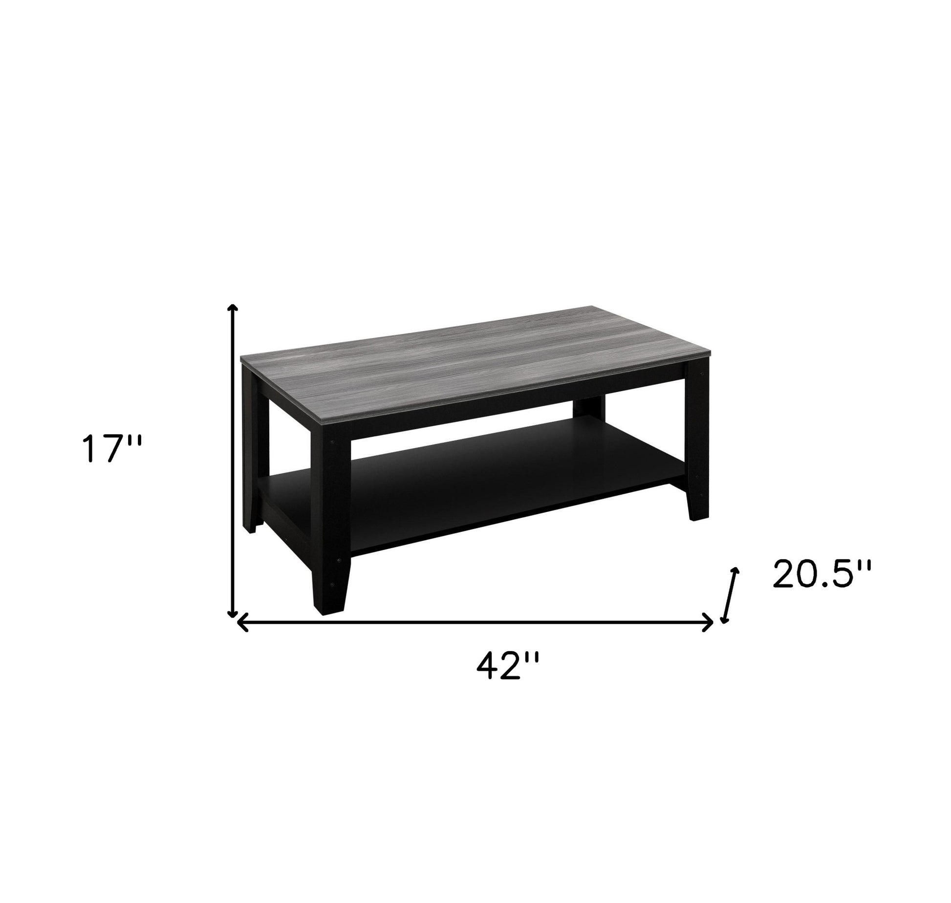 Set of Three 42" Gray And Black Coffee Table With Shelf-Coffee Tables-DECOROLALA