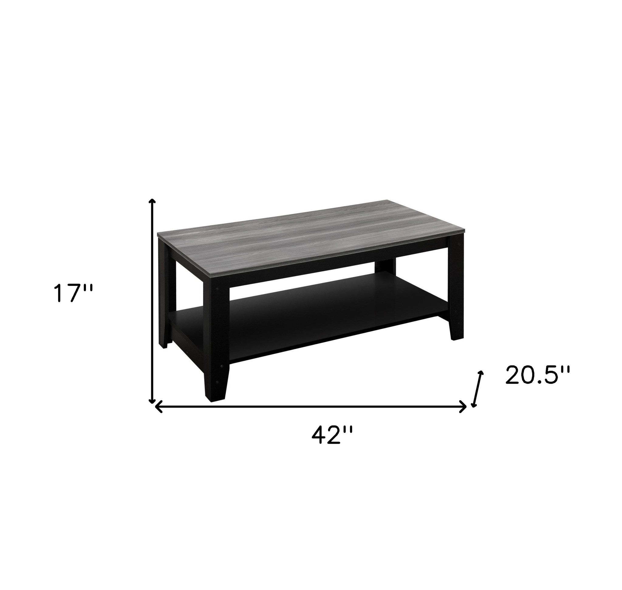 Set of Three 42" Gray And Black Coffee Table With Shelf-Coffee Tables-DECOROLALA