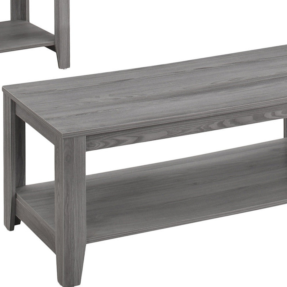 Set of Three 42" Gray Coffee Table With Shelf-Coffee Tables-DECOROLALA
