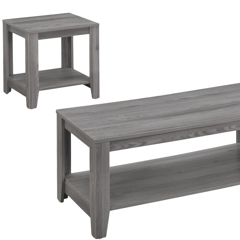 Set of Three 42" Gray Coffee Table With Shelf-Coffee Tables-DECOROLALA
