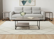 Set of Three 42" Taupe And Black Metal Coffee Table With Shelf-Coffee Tables-DECOROLALA