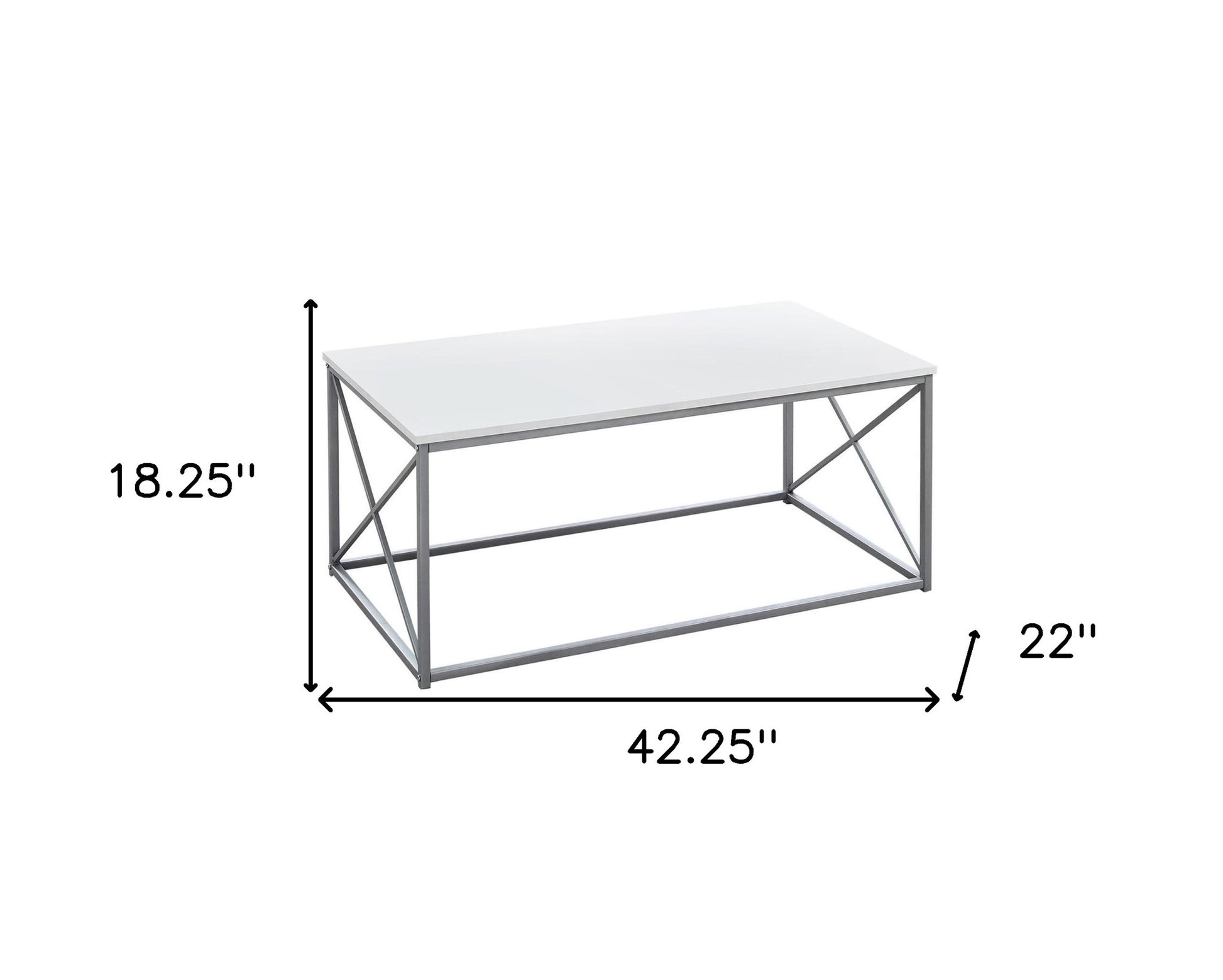 Set of Three 42" White And Silver Metal Coffee Table-Coffee Tables-DECOROLALA