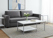 Set of Three 42" White And Silver Metal Coffee Table With Shelf-Coffee Tables-DECOROLALA