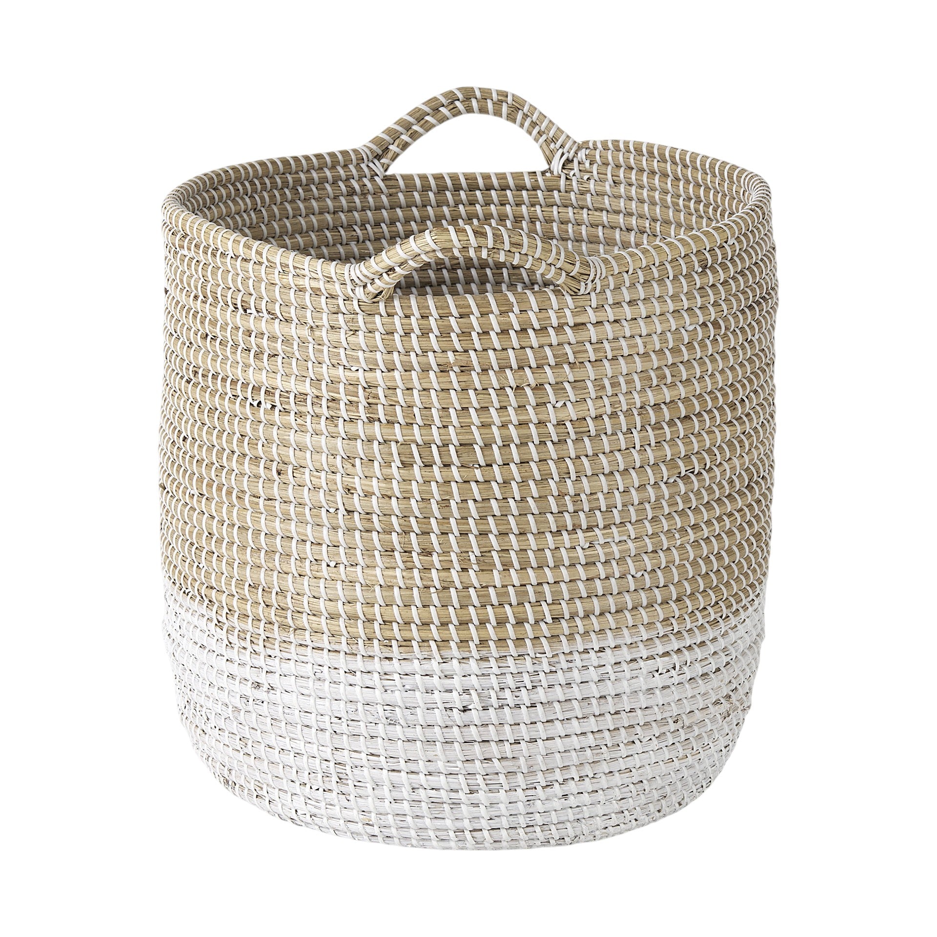 Set of Three Beige And White Wicker Desk Organizer-Organizers-DECOROLALA