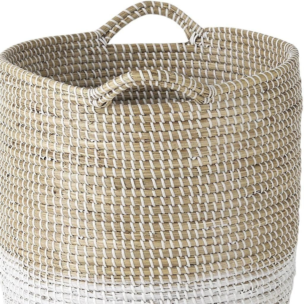 Set of Three Beige And White Wicker Desk Organizer-Organizers-DECOROLALA