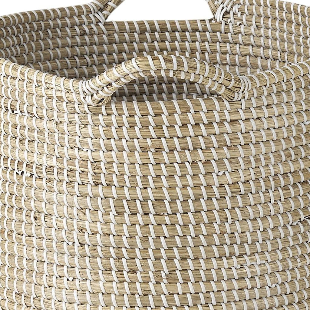 Set of Three Beige And White Wicker Desk Organizer-Organizers-DECOROLALA