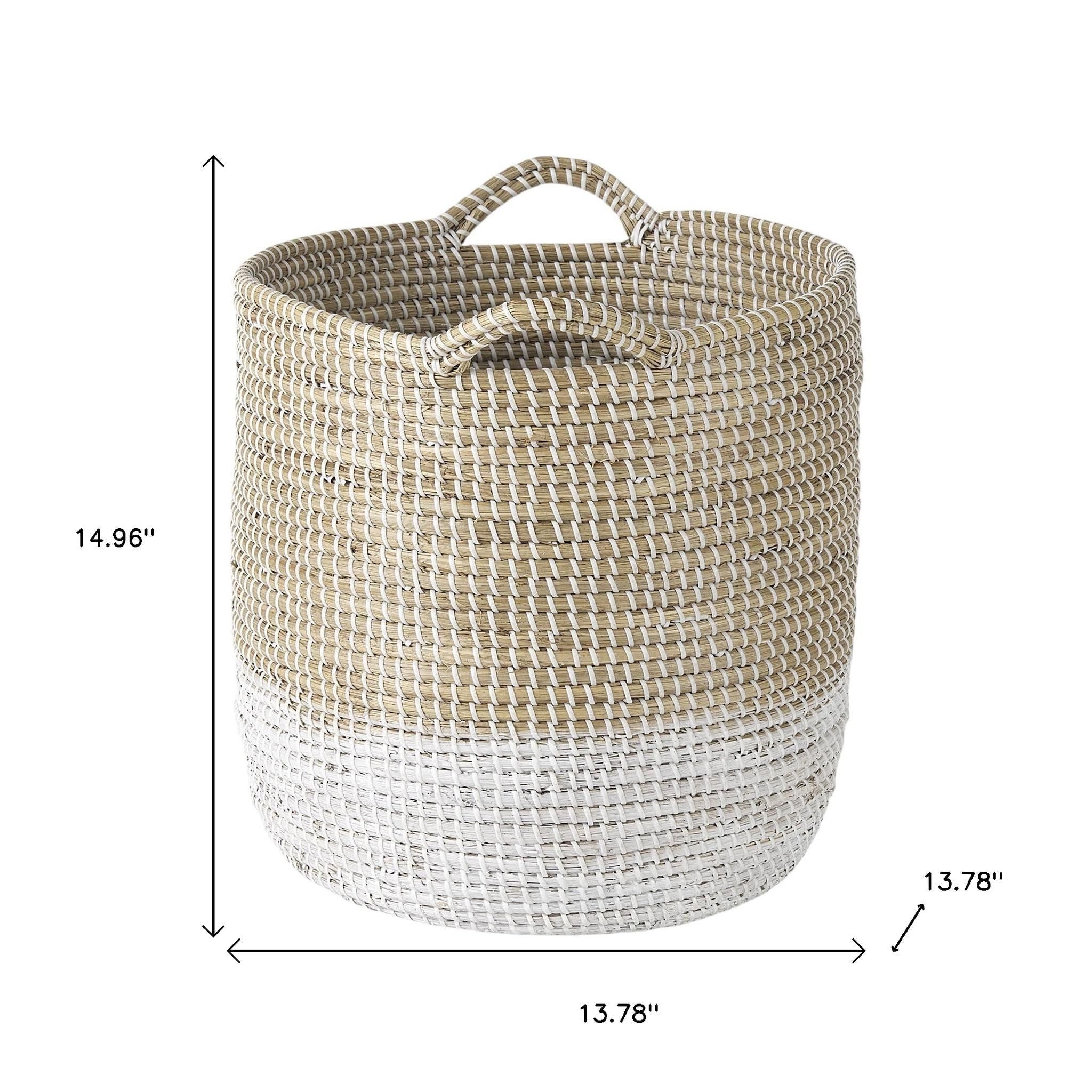 Set of Three Beige And White Wicker Desk Organizer-Organizers-DECOROLALA