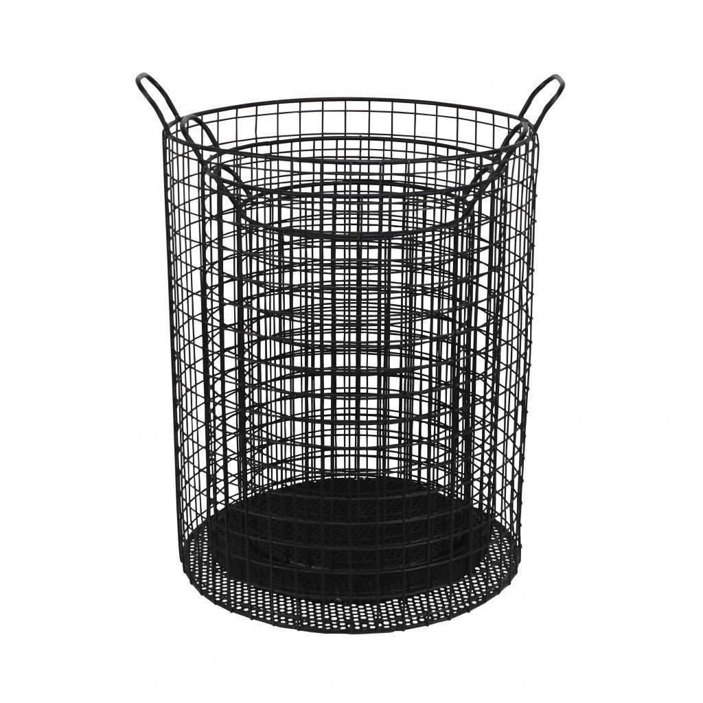 Set of Three Black Metal Basket-Organizers-DECOROLALA