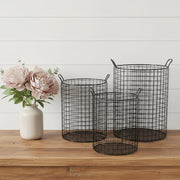 Set of Three Black Metal Basket-Organizers-DECOROLALA